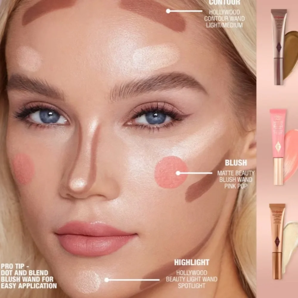 Charlotte Tilbury Matte Beauty Blush Wand Pillow Talk Dream Pop liquid blush